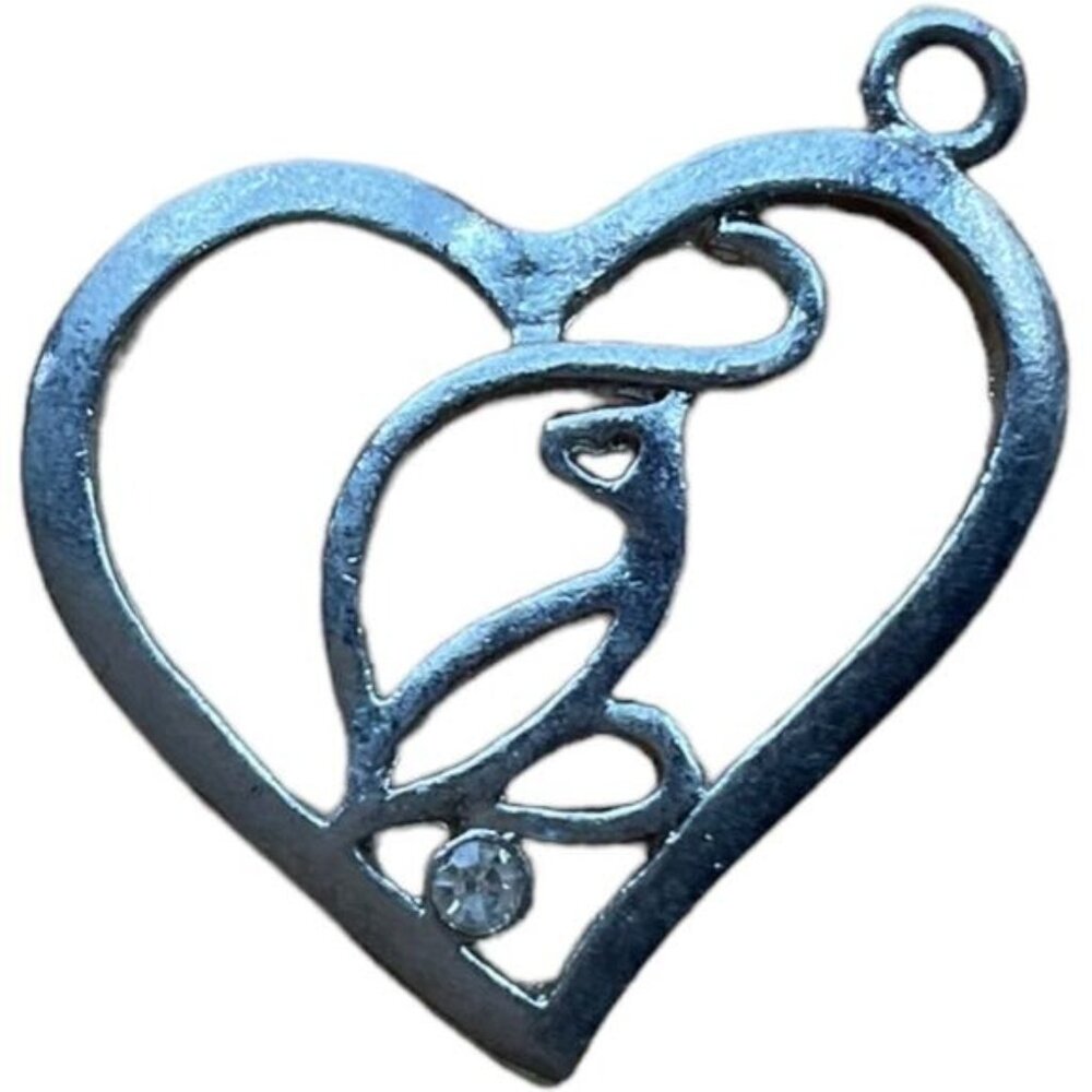 Heart-Shaped Silver Pendant With Crystal Accent